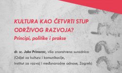 Ciklus popularno-znanstvenih predavanja – dr.sc. Jaka Primorac: Kultura kao četvrti stup održivog razvoja? Principi, politike i prakse
