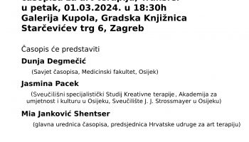 Promocija prvog broja znanstvenog časopisa za art terapiju Transfer